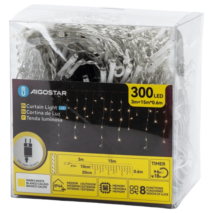 Aigostar - Вулична декоративна LED гірлянда 75xLED/6W/230V 15x0,6м IP44 теплий білий