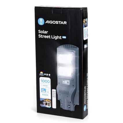 Aigostar - Вулична LED лампа на сонячній батареї з датчиком LED/100W/3,2V 10000mAh IP65 6500K + пульт дистанційного керування