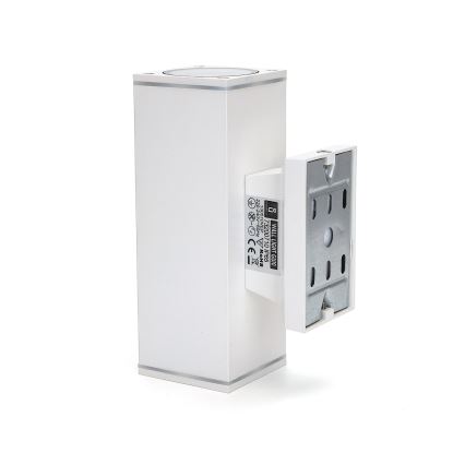 Aigostar - Вуличний настінний світильник 2xGU10/230V білий IP65 квадратний