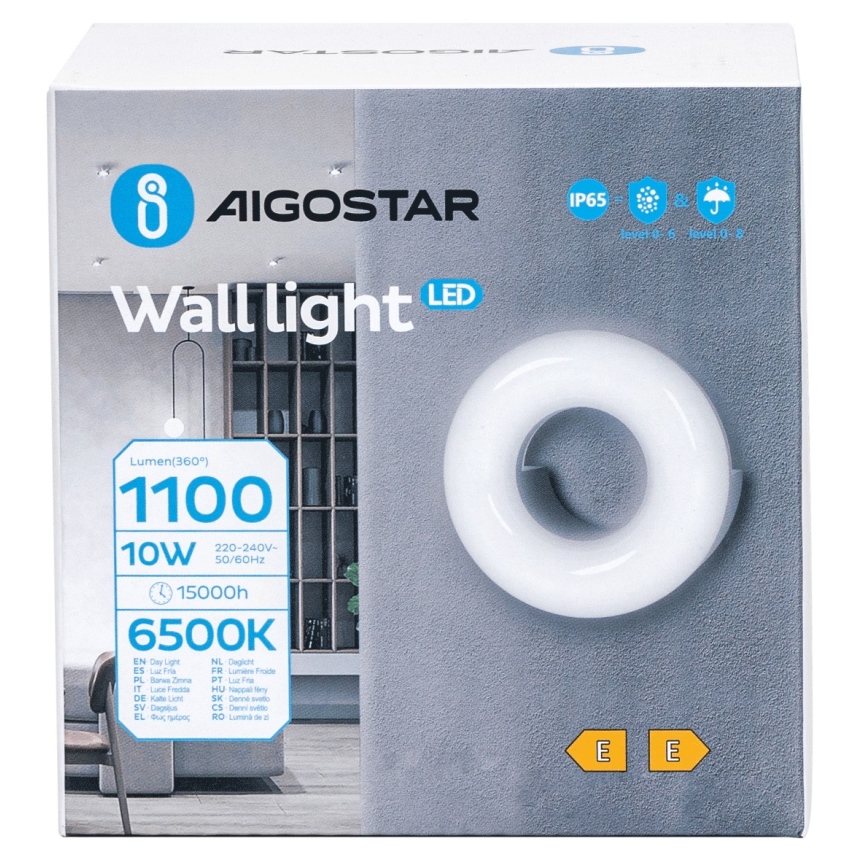 Aigostar - Вуличний світлодіодний настінний світильник LED/10W/230V 6500K IP65 чорний
