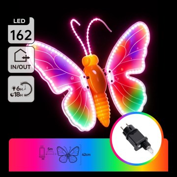 Aigostar - зовнішня LED-декорація 162 світлодіодів 42 см IP44 метелик/мультиколірний