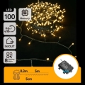 Aigostar - Зовнішня LED-гірлянда, 100 LED, 8 режимів, живлення 3×AA, 5,3 м, IP44, тепле біле світло