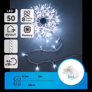 Aigostar - зовнішня LED різдвяна гірлянда 150xLED/8 функцій 3xAA 5,3m IP44 синя