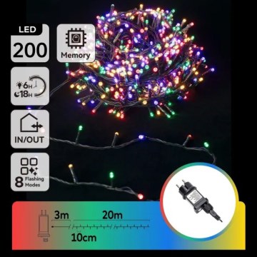Aigostar - зовнішня різдвяна LED-гірлянда 200xLED/8 функцій 20 м IP44 багатоколірна