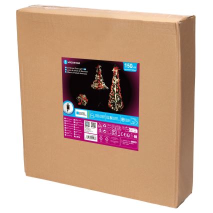 Aigostar - LED вулична різдвяна ялинка 150 світлодіодів 1,8m IP44 червоний, холодний білий