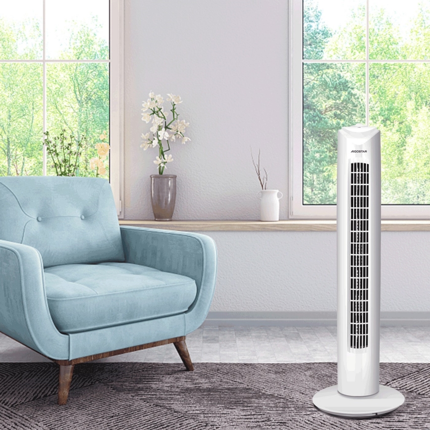 Aigostar - Колонний вентилятор 45W/230V білий