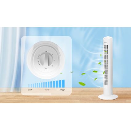 Aigostar - Колонний вентилятор 45W/230V білий