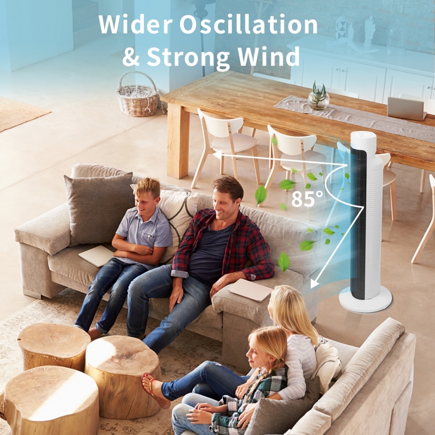 Aigostar - Колонний вентилятор 45W/230V чорний/білий