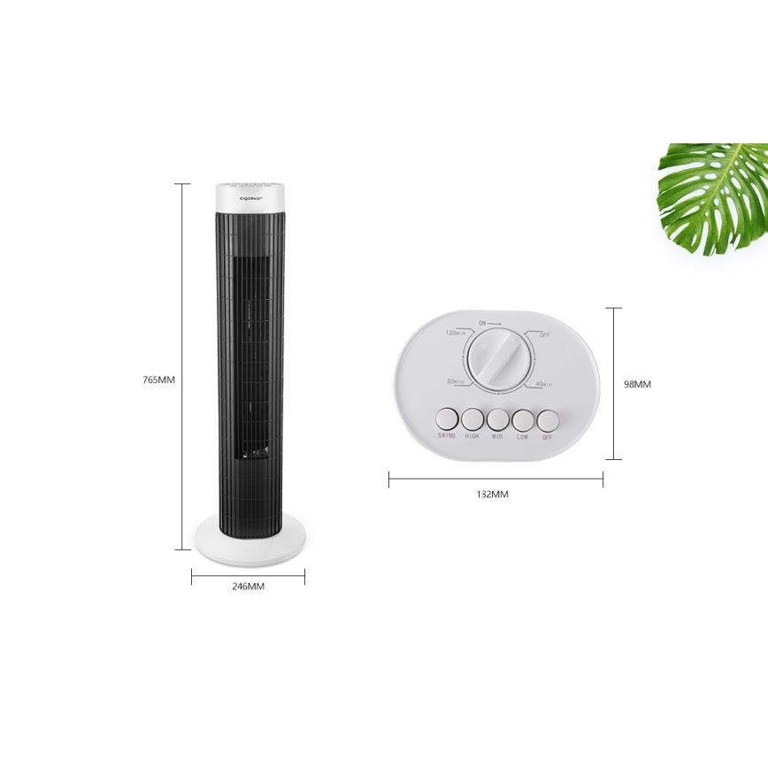 Aigostar - Колонний вентилятор 45W/230V чорний/білий