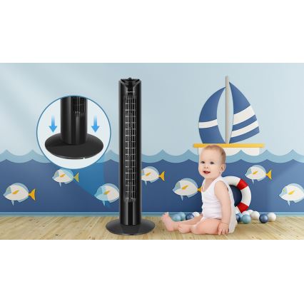 Aigostar - Колонний вентилятор 45W/230V чорний