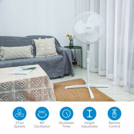 Aigostar - Колонный вентилятор 40W/230V 120 см белый