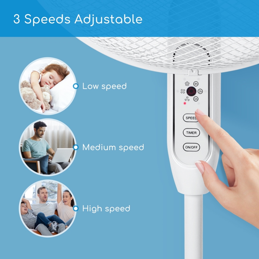 Aigostar - Колонный вентилятор 40W/230V 120 см белый