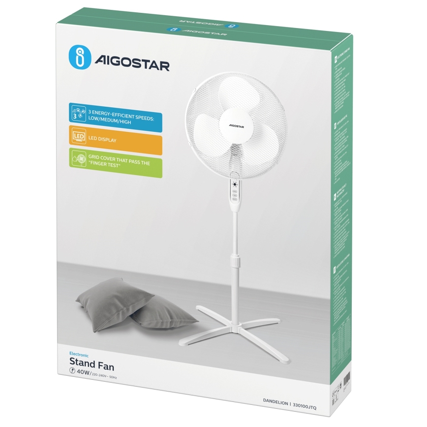 Aigostar - Колонный вентилятор 40W/230V 120 см белый