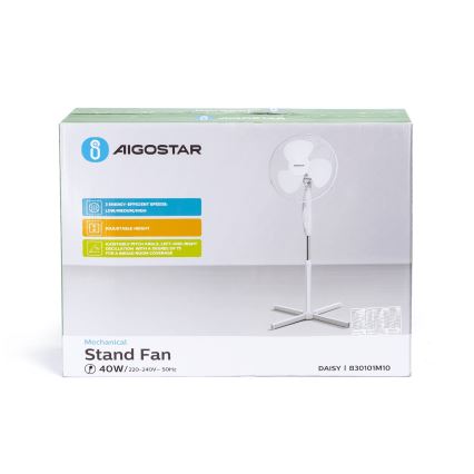Aigostar - Колонный вентилятор 45W/230V 125 см белый