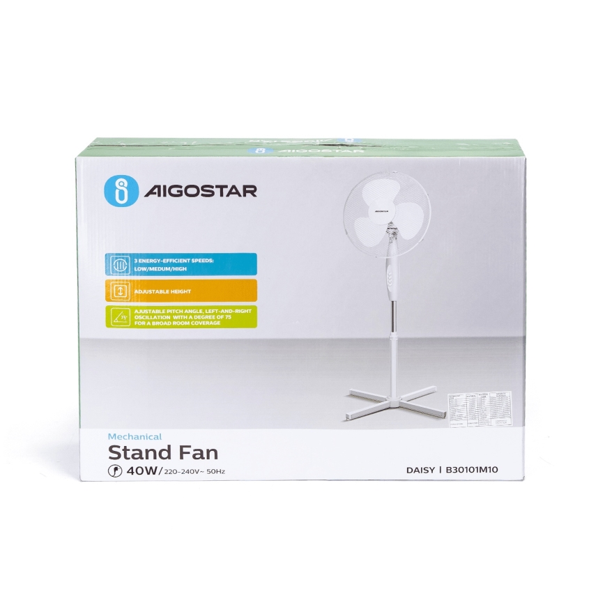 Aigostar - Колонный вентилятор 45W/230V 125 см белый