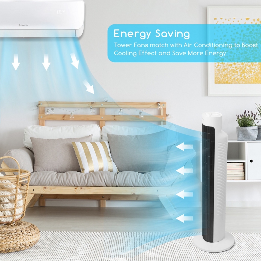 Aigostar - Колонный вентилятор 45W/230V черный/белый