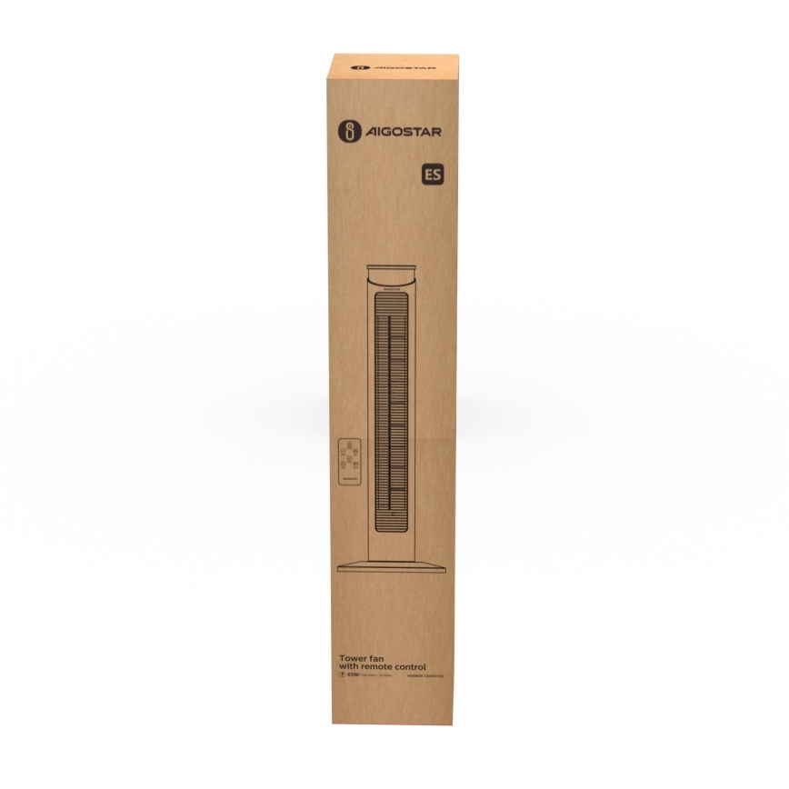 Aigostar - Колонный вентилятор 45W/230V черный + дистанционное управление