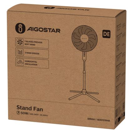 Aigostar - Колонный вентилятор 50W/230V 120 см белый