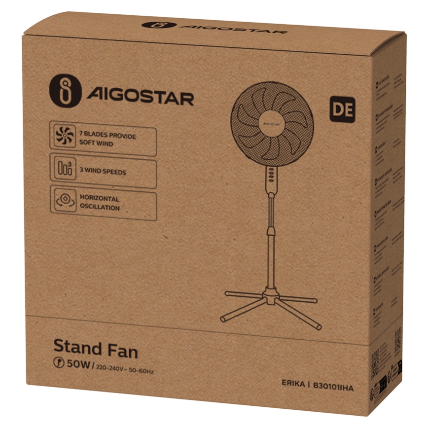Aigostar - Колонный вентилятор 50W/230V 120 см белый