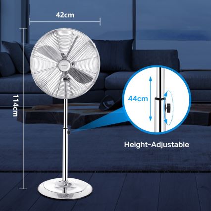 Aigostar - Колонный вентилятор 50W/230V 44,8 см блестящий хром