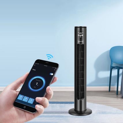 Aigostar - Колонный вентилятор 50W/230V черный Wi-Fi + дистанционное управление