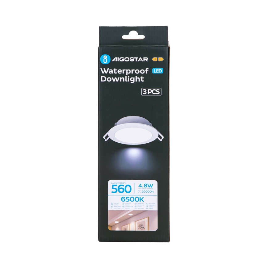 Aigostar - Комплект 3x LED світильників для ванної LED/4,8W/230V IP65 білий