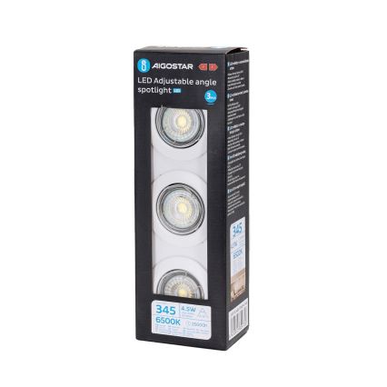 Aigostar - комплект 3x LED вбудованих світильників 1xGU10/4,5W/230V 6500K білий