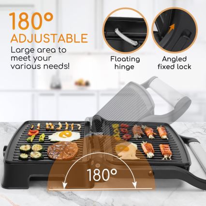 Aigostar - Контактный гриль 1500W/230V матовый хром/черный