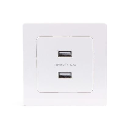 Aigostar — USB-розетка для живлення з рамкою, 2× USB-A, біла