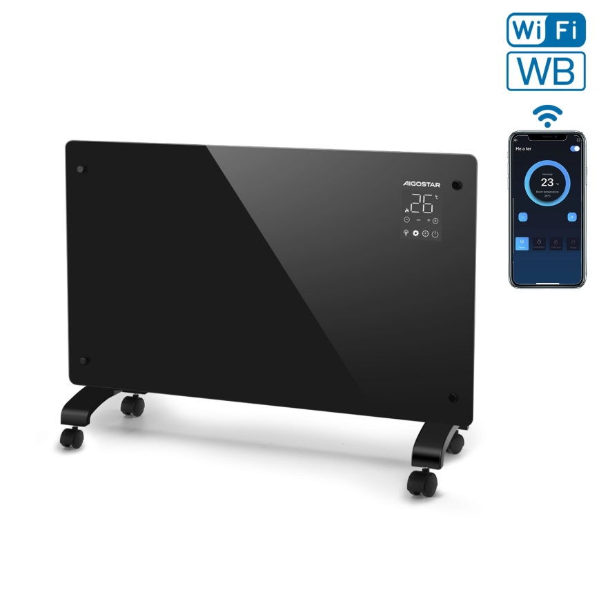 Aigostar - Розумний електричний обігрівач/конвектор з LCD-дисплеєм ECO/1000/2000W Wi-Fi