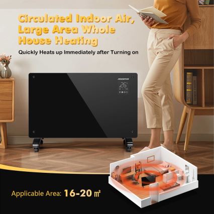 Aigostar - Розумний електричний обігрівач/конвектор з LCD-дисплеєм ECO/1000/2000W Wi-Fi