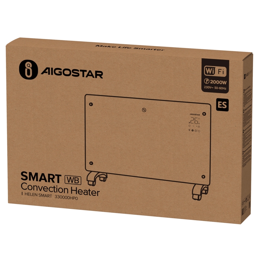Aigostar - Розумний електричний обігрівач/конвектор з LCD-дисплеєм ECO/1000/2000W Wi-Fi