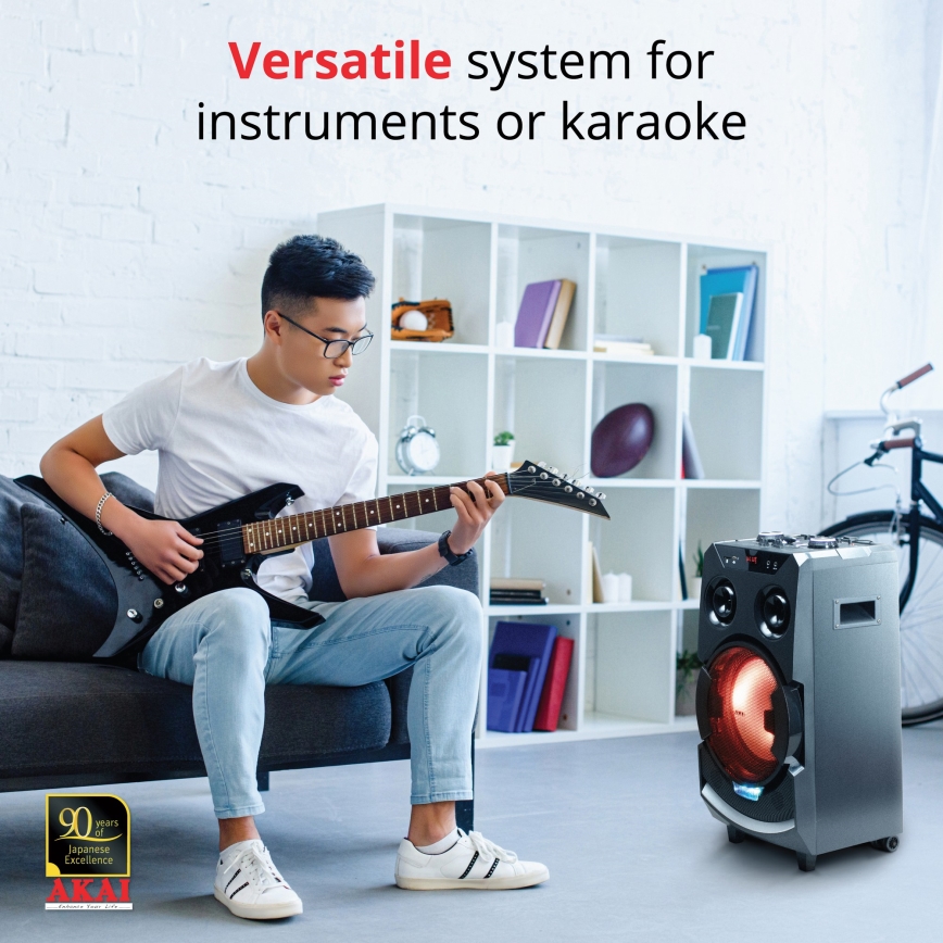 AKAI ABTS-112 - Беспроводная акустическая система 300 Вт/230 В, 7000 мА·ч + пульт дистанционного управления