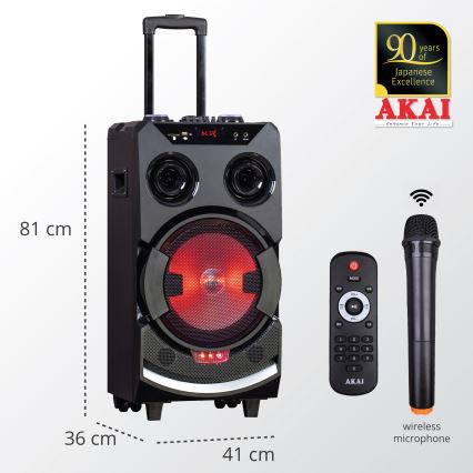 AKAI ABTS-112 - Бездротова колонка 300 Вт / 230 В, 7000 мА·год, з пультом дистанційного керування