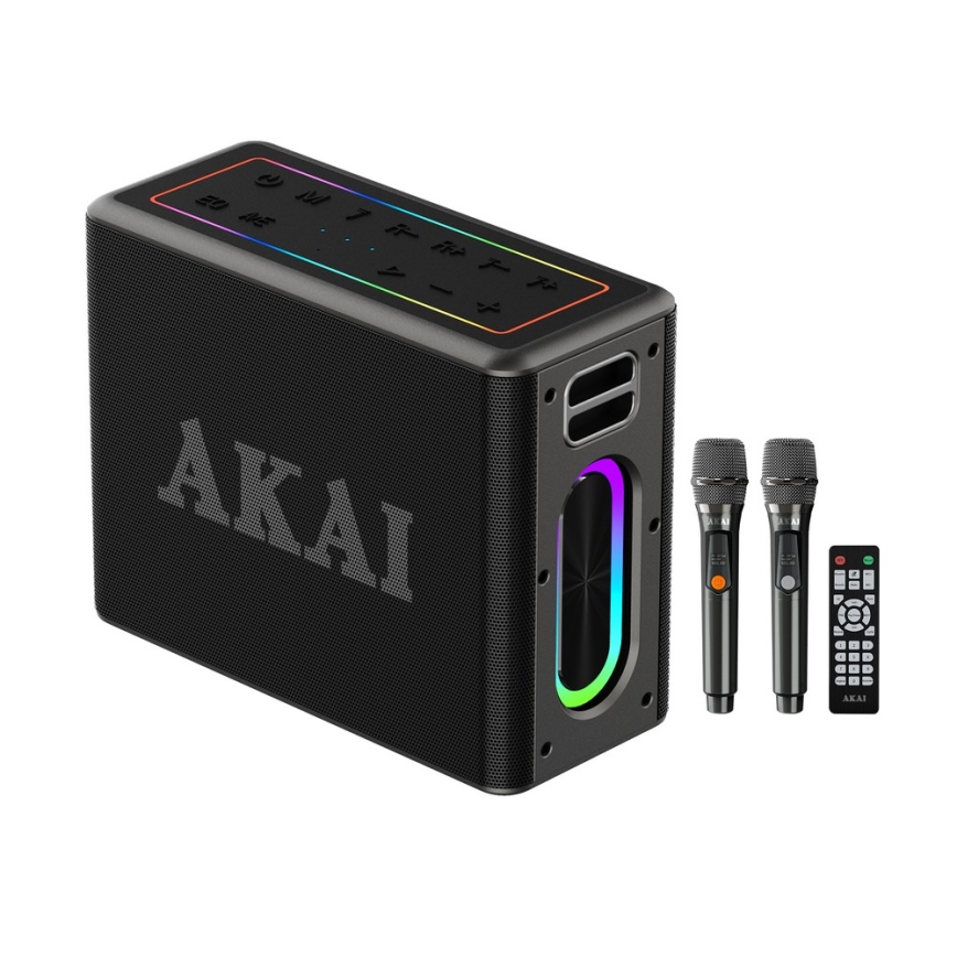 AKAI ABTSW-120 - Портативна бездротова колонка з двома мікрофонами 80 Вт/4000 мА·год IPX6