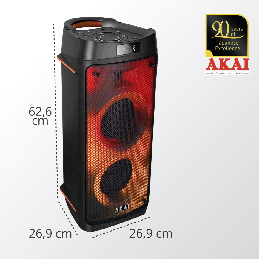 AKAI PARTY BOX 810 - Беспроводная колонка 65 Вт / 230 В, 5000 мА·ч + пульт дистанционного управления