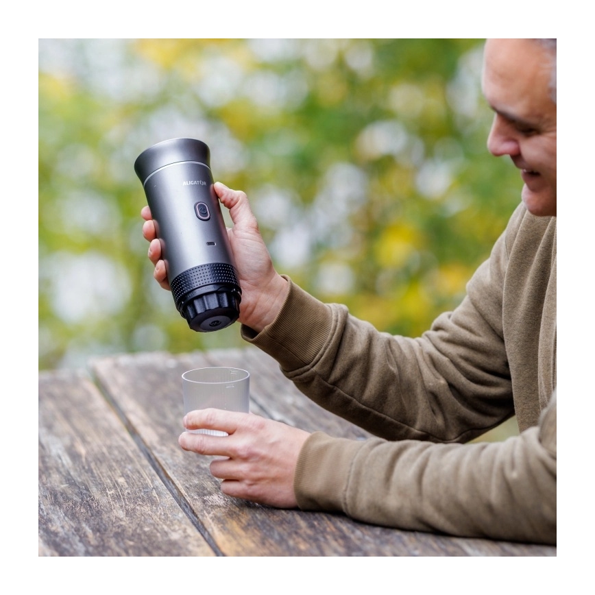 Aligator ACM002 - Портативная дорожная кофеварка PortaCaffé 3 в 1 72 Вт/7500 мА·ч серая