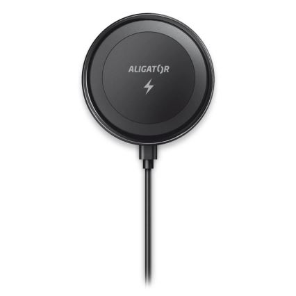 Aligator AMS05BK - магнітний автомобільний тримач для телефону з бездротовою зарядкою Qi 15 Вт і підтримкою MagSafe, чорний