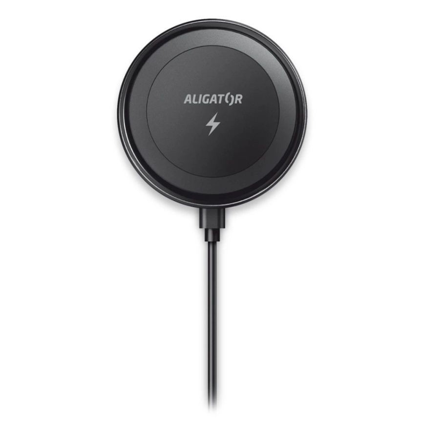 Aligator AMS05BK - магнітний автомобільний тримач для телефону з бездротовою зарядкою Qi 15 Вт і підтримкою MagSafe, чорний