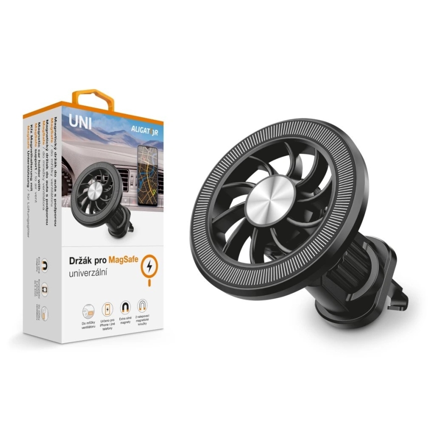 Aligator AMS06BK - Магнітний автомобільний тримач для телефону MagSafe, чорний