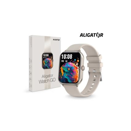 Aligator AW10SR - умные часы Watch GO 220 mAh IP67 кремовые