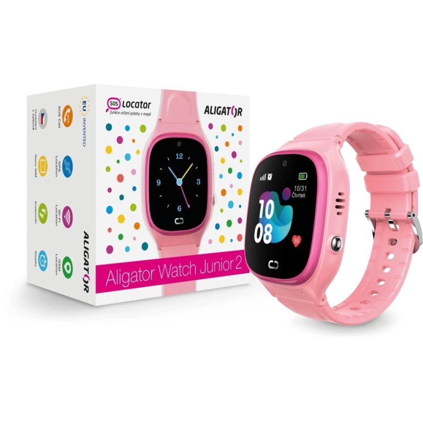 Aligator AW11PK - Умные часы Watch Junior 2, 450 мА·ч, IP67, Wi-Fi, розовые
