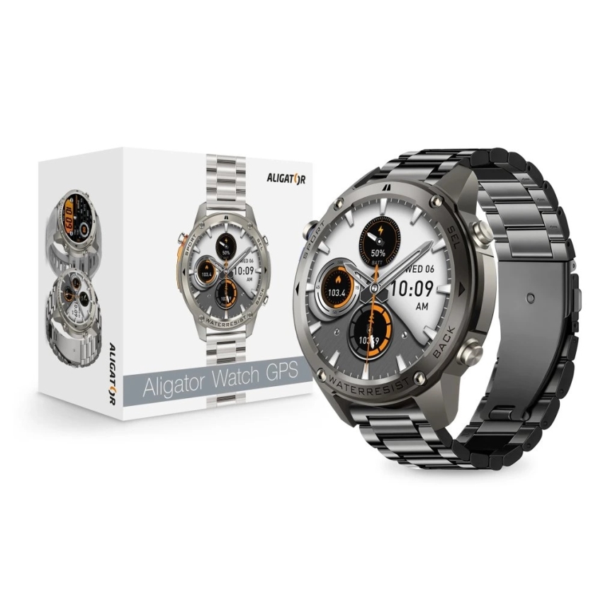 Aligator AW12BK - Умные часы с GPS, 500 мА·ч, IP69K, чёрные