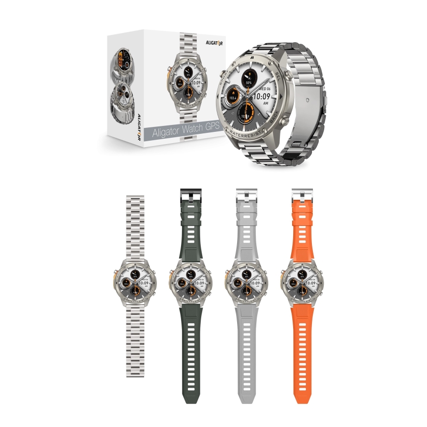 Aligator AW12SR - умные часы Watch GPS 500 мА·ч IP69K серебристые