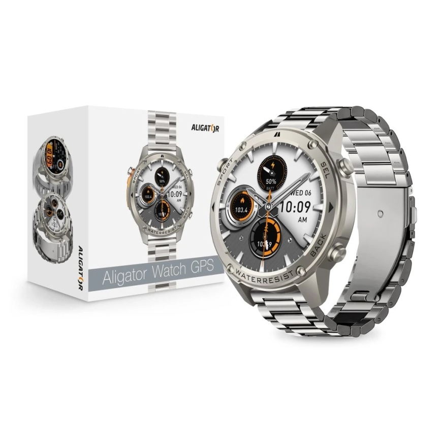 Aligator AW12SR - умные часы Watch GPS 500 мА·ч IP69K серебристые