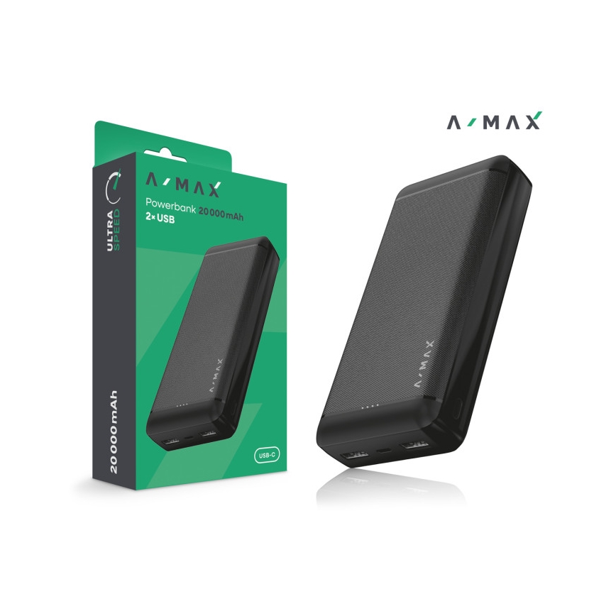 Aligator AX0004 - портативний акумулятор A-MAX 20000 mAh 3,7V чорний
