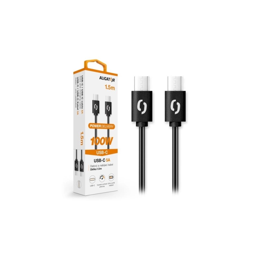 Aligator DATKP46 - кабель USB-C / USB-C с Power Delivery 100 Вт, 1,5 м, черный