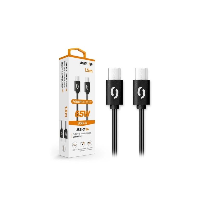 Aligator DATKP48 - USB кабель USB-C / USB-C 65 Вт Power Delivery 1,5 м чёрный