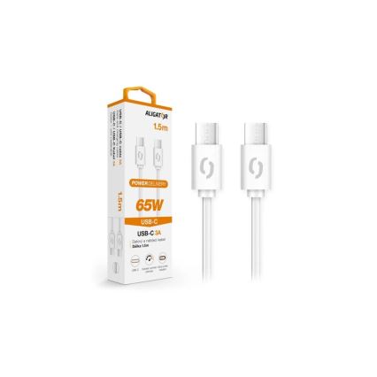 Aligator DATKP49 - USB кабель USB-C / USB-C 65 Вт Power Delivery 1,5 м белый