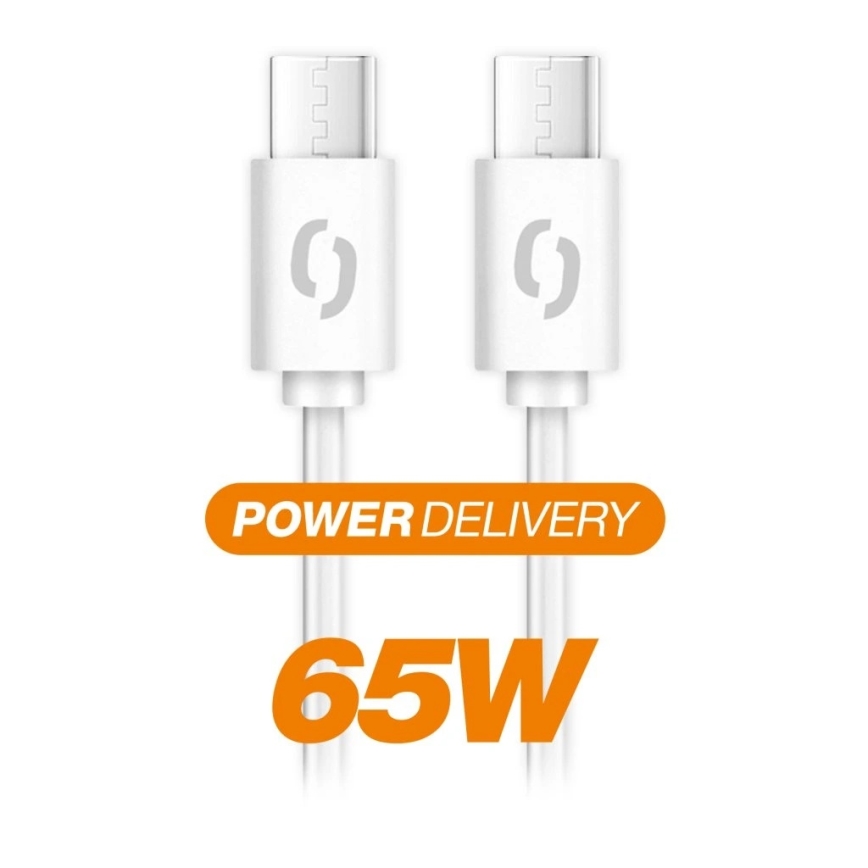 Aligator DATKP55 - USB-кабель USB-C / USB-C, 65 Вт з підтримкою Power Delivery, 0,5 м, білий